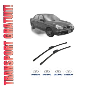 Set stergatoare auto DAEWOO NUBIRA Saloon (J150) din 1999-2002, pentru parbriz auto, 2 bucati, Bosch Aerotwin Retrofit, din cauciuc siliconat rezistent, 4 Stickere Auto DAEWOO