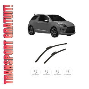 Set stergatoare auto DS DS 3 Convertible (SB_) din 2015-2019, pentru parbriz auto, 2 bucati, Bosch Aerotwin, din cauciuc siliconat rezistent, 4 Stickere Auto DS