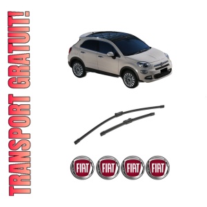 Set stergatoare auto FIAT 500X (334_) din 2014-2022, pentru parbriz auto, 2 bucati, Bosch Aerotwin, din cauciuc siliconat rezistent, 4 Stickere Auto FIAT