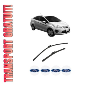 Set stergatoare auto FORD FIESTA Saloon din 2002-2017, pentru parbriz auto, 2 bucati, Bosch Aerotwin, din cauciuc siliconat rezistent, 4 Stickere Auto FORD