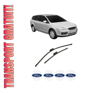 Set stergatoare auto FORD FOCUS II Estate Van din 2004-2011, pentru parbriz auto, 2 bucati, Bosch Aerotwin Multi, din cauciuc siliconat rezistent, 4 Stickere Auto FORD