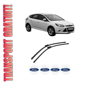 Set stergatoare auto FORD FOCUS III Hatchback Van din 2011-2020, pentru parbriz auto, 2 bucati, Bosch Aerotwin Multi, din cauciuc siliconat rezistent, 4 Stickere Auto FORD