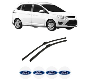 Set stergatoare auto FORD GRAND C-MAX Van din 2010-2019, pentru parbriz auto, 2 bucati, Bosch Aerotwin, din cauciuc siliconat rezistent, 4 Stickere Auto FORD - Img 2