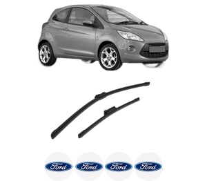 Set stergatoare auto FORD KA (RU8) din 2008-2016, pentru parbriz auto, 2 bucati, Bosch Aerotwin, din cauciuc siliconat rezistent, 4 Stickere Auto FORD - Img 2