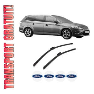 Set stergatoare auto FORD MONDEO IV Van din 2007-2014, pentru parbriz auto, 2 bucati, Bosch Aerotwin Multi, din cauciuc siliconat rezistent, 4 Stickere Auto FORD