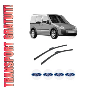 Set stergatoare auto FORD TOURNEO CONNECT din 2002-2013, pentru parbriz auto, 2 bucati, Bosch Aerotwin Retrofit, din cauciuc siliconat rezistent, 4 Stickere Auto FORD