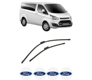 Set stergatoare auto FORD TRANSIT CUSTOM V362 Bus (F3) din 2012-2023, pentru parbriz auto, 2 bucati, Bosch Aerotwin, din cauciuc siliconat rezistent, 4 Stickere Auto FORD - Img 2