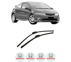 Set stergatoare auto HONDA CIVIC VIII Hatchback (FN, FK) din 2005-2012, pentru parbriz auto, 2 bucati, Bosch Aerotwin, din cauciuc siliconat rezistent, 4 Stickere Auto HONDA - Img 2