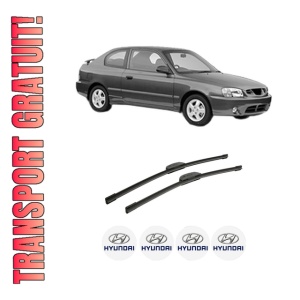 Set stergatoare auto HYUNDAI ACCENT II (LC) din 1999-2005, pentru parbriz auto, 2 bucati, Bosch Aerotwin Retrofit, din cauciuc siliconat rezistent, 4 Stickere Auto HYUNDAI
