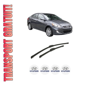 Set stergatoare auto HYUNDAI ACCENT IV Saloon (RB) din 2010-2017, pentru parbriz auto, 2 bucati, Bosch Aerotwin Retrofit, din cauciuc siliconat rezistent, 4 Stickere Auto HYUNDAI
