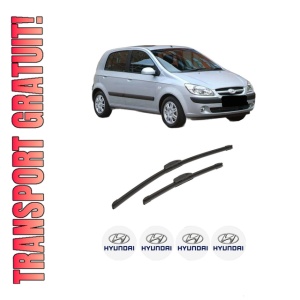 Set stergatoare auto HYUNDAI GETZ (TB) din 2002-2010, pentru parbriz auto, 2 bucati, Bosch Aerotwin Retrofit, din cauciuc siliconat rezistent, 4 Stickere Auto HYUNDAI