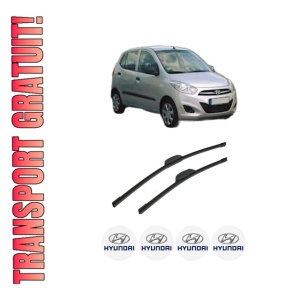 Set stergatoare auto HYUNDAI i10 I (PA) din 2007-2018, pentru parbriz auto, 2 bucati, Bosch Aerotwin Retrofit, din cauciuc siliconat rezistent, 4 Stickere Auto HYUNDAI