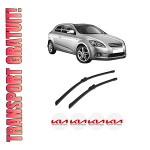 Set stergatoare auto KIA CEE'D Hatchback (ED) din 2006-2012, pentru parbriz auto, 2 bucati, Bosch Aerotwin, din cauciuc siliconat rezistent, 4 Stickere Auto KIA