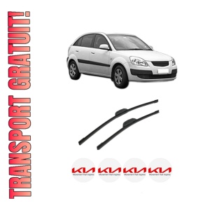 Set stergatoare auto KIA RIO II (JB) din 2005-2011, pentru parbriz auto, 2 bucati, Bosch Aerotwin Retrofit, din cauciuc siliconat rezistent, 4 Stickere Auto KIA
