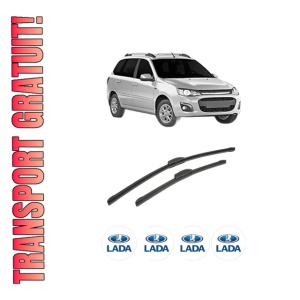 Set stergatoare auto LADA KALINA II Estate (2194_) din 2013-2018, pentru parbriz auto, 2 bucati, Bosch Aerotwin Retrofit, din cauciuc siliconat rezistent, 4 Stickere Auto LADA