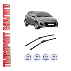 Set stergatoare auto MAZDA 3 (BL) din 2008-2014, pentru parbriz auto, 2 bucati, Bosch Aerotwin Retrofit, din cauciuc siliconat rezistent, 4 Stickere Auto MAZDA