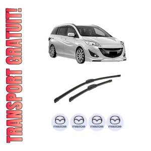 Set stergatoare auto MAZDA 5 (CW) din 2010, pentru parbriz auto, 2 bucati, Bosch Aerotwin Retrofit, din cauciuc siliconat rezistent, 4 Stickere Auto MAZDA