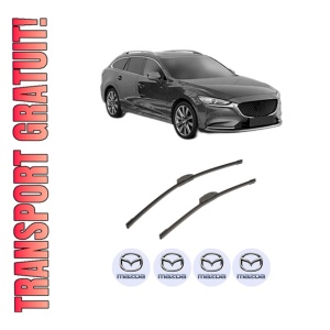 Set stergatoare auto MAZDA 6 Estate Van (GJ) din 2013-2016, pentru parbriz auto, 2 bucati, Bosch Aerotwin Retrofit, din cauciuc siliconat rezistent, 4 Stickere Auto MAZDA