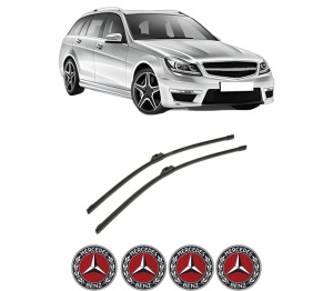 Set stergatoare auto MERCEDES-BENZ C-CLASS T-Model (S204) din 2007-2014, pentru parbriz auto, 2 bucati, Bosch Aerotwin, din cauciuc siliconat rezistent, 4 Stickere Auto MERCEDES-BENZ - Img 2