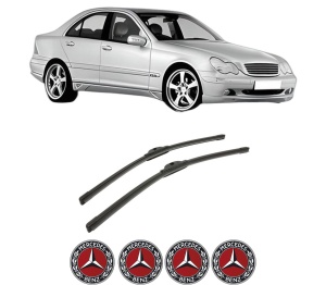 Set stergatoare auto MERCEDES-BENZ C-CLASS (W203) din 2000-2007, pentru parbriz auto, 2 bucati, Bosch Aerotwin, din cauciuc siliconat rezistent, 4 Stickere Auto MERCEDES-BENZ - Img 2