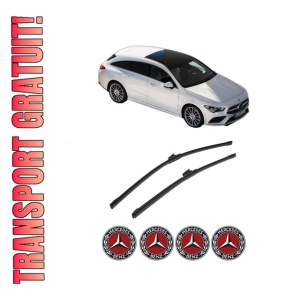 Set stergatoare auto MERCEDES-BENZ CLA Shooting Brake (X118) din 2019-2023, pentru parbriz auto, 2 bucati, Bosch Aerotwin, din cauciuc siliconat rezistent, 4 Stickere Auto MERCEDES-BENZ