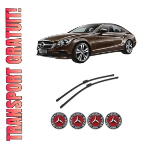Set stergatoare auto MERCEDES-BENZ CLS (C218) din 2011-2017, pentru parbriz auto, 2 bucati, Bosch Aerotwin, din cauciuc siliconat rezistent, 4 Stickere Auto MERCEDES-BENZ