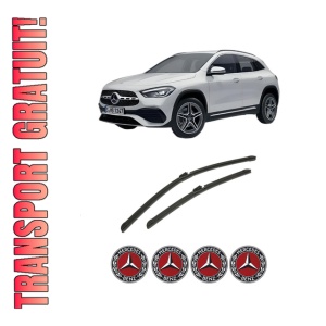Set stergatoare auto MERCEDES-BENZ GLA (H247) din 2020-2023, pentru parbriz auto, 2 bucati, Bosch Aerotwin, din cauciuc siliconat rezistent, 4 Stickere Auto MERCEDES-BENZ