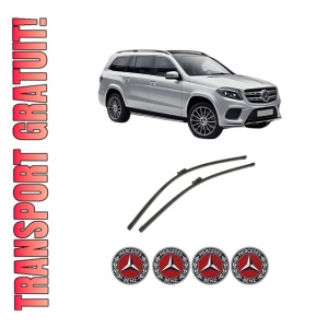 Set stergatoare auto MERCEDES-BENZ GLS (X166) din 2015-2019, pentru parbriz auto, 2 bucati, Bosch Aerotwin, din cauciuc siliconat rezistent, 4 Stickere Auto MERCEDES-BENZ