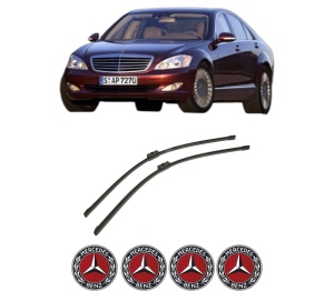 Set stergatoare auto MERCEDES-BENZ S-CLASS (W221, V221) din 2005-2013, pentru parbriz auto, 2 bucati, Bosch Aerotwin, din cauciuc siliconat rezistent, 4 Stickere Auto MERCEDES-BENZ - Img 2