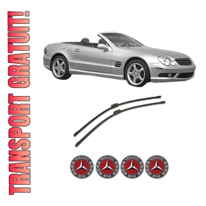 Set stergatoare auto MERCEDES-BENZ SL (R230) din 2001-2012, pentru parbriz auto, 2 bucati, Bosch Aerotwin, din cauciuc siliconat rezistent, 4 Stickere Auto MERCEDES-BENZ