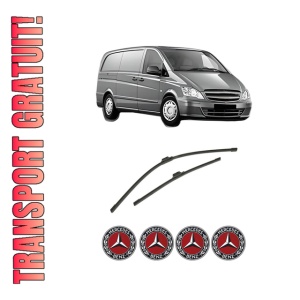 Set stergatoare auto MERCEDES-BENZ VITO Van (W447) din 2014-2021, pentru parbriz auto, 2 bucati, Bosch Aerotwin, din cauciuc siliconat rezistent, 4 Stickere Auto MERCEDES-BENZ