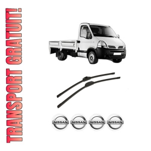 Set stergatoare auto NISSAN INTERSTAR Platform/Chassis (X70) din 2003-2006, pentru parbriz auto, 2 bucati, Bosch Aerotwin Retro Truck, din cauciuc siliconat rezistent, 4 Stickere Auto NISSAN