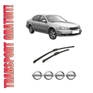 Set stergatoare auto NISSAN MAXIMA / MAXIMA QX V (A33) din 2000-2003, pentru parbriz auto, 2 bucati, Bosch Aerotwin Retrofit, din cauciuc siliconat rezistent, 4 Stickere Auto NISSAN