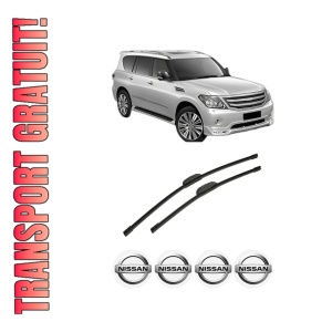 Set stergatoare auto NISSAN PATROL VI (Y62) din 2010, pentru parbriz auto, 2 bucati, Bosch Aerotwin Retrofit, din cauciuc siliconat rezistent, 4 Stickere Auto NISSAN