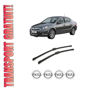 Set stergatoare auto OPEL ASTRA H CLASSIC Saloon (A04) din 2009-2014, pentru parbriz auto, 2 bucati, Bosch Aerotwin, din cauciuc siliconat rezistent, 4 Stickere Auto OPEL