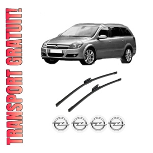 Set stergatoare auto OPEL ASTRA H Estate (A04) din 2004-2014, pentru parbriz auto, 2 bucati, Bosch Aerotwin Multi, din cauciuc siliconat rezistent, 4 Stickere Auto OPEL