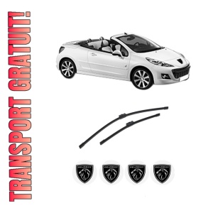 Set stergatoare auto PEUGEOT 207 CC (WD_) din 2007-2015, pentru parbriz auto, 2 bucati, Bosch Aerotwin, din cauciuc siliconat rezistent, 4 Stickere Auto PEUGEOT