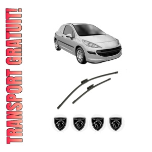 Set stergatoare auto PEUGEOT 207 Hatchback Van (WA_, WC_) din 2007-2012, pentru parbriz auto, 2 bucati, Bosch Aerotwin Multi, din cauciuc siliconat rezistent, 4 Stickere Auto PEUGEOT