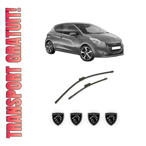 Set stergatoare auto PEUGEOT 208 I (CA_, CC_) din 2012-2019, pentru parbriz auto, 2 bucati, Bosch Aerotwin, din cauciuc siliconat rezistent, 4 Stickere Auto PEUGEOT