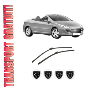 Set stergatoare auto PEUGEOT 307 CC (3B) din 2003-2009, pentru parbriz auto, 2 bucati, Bosch Aerotwin, din cauciuc siliconat rezistent, 4 Stickere Auto PEUGEOT
