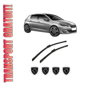 Set stergatoare auto PEUGEOT 308 II (LB_, LP_, LW_, LH_, L3_) din 2013-2021, pentru parbriz auto, 2 bucati, Bosch Aerotwin, din cauciuc siliconat rezistent, 4 Stickere Auto PEUGEOT