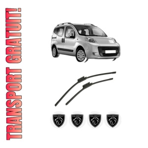 Set stergatoare auto PEUGEOT BIPPER TEPEE din 2008-2010, pentru parbriz auto, 2 bucati, Bosch Aerotwin, din cauciuc siliconat rezistent, 4 Stickere Auto PEUGEOT