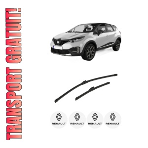 Set stergatoare auto RENAULT CAPTUR I (J5_, H5_) din 2013-2018, pentru parbriz auto, 2 bucati, Bosch Aerotwin, din cauciuc siliconat rezistent, 4 Stickere Auto RENAULT