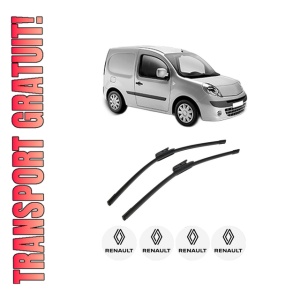 Set stergatoare auto RENAULT KANGOO Express (FW0/1_) din 2008-2019, pentru parbriz auto, 2 bucati, Bosch Aerotwin, din cauciuc siliconat rezistent, 4 Stickere Auto RENAULT
