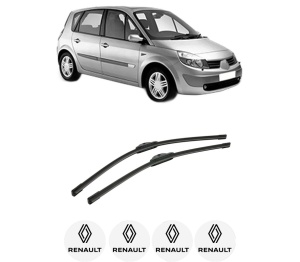 Set stergatoare auto RENAULT SCENIC II (JM0/1_) din 2003-2009, pentru parbriz auto, 2 bucati, Bosch Aerotwin, din cauciuc siliconat rezistent, 4 Stickere Auto RENAULT - Img 2