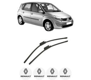 Set stergatoare auto RENAULT SCENIC II (JM0/1_) din 2003-2009, pentru parbriz auto, 2 bucati, Bosch Aerotwin, din cauciuc siliconat rezistent, 4 Stickere Auto RENAULT - Img 2