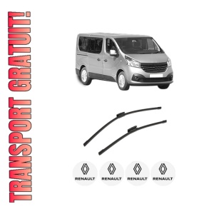 Set stergatoare auto RENAULT TRAFIC III Bus (JG_) din 2014-2021, pentru parbriz auto, 2 bucati, Bosch Aerotwin Multi, din cauciuc siliconat rezistent, 4 Stickere Auto RENAULT