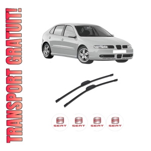 Set stergatoare auto SEAT LEON (1M1) din 1999-2006, pentru parbriz auto, 2 bucati, Bosch Aerotwin Retrofit, din cauciuc siliconat rezistent, 4 Stickere Auto SEAT