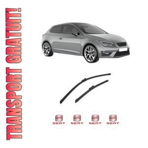 Set stergatoare auto SEAT LEON SC (5F5) din 2013-2018, pentru parbriz auto, 2 bucati, Bosch Aerotwin, din cauciuc siliconat rezistent, 4 Stickere Auto SEAT