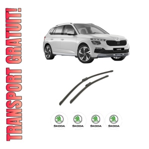 Set stergatoare auto SKODA KAMIQ (NW4) din 2019-2020, pentru parbriz auto, 2 bucati, Bosch Aerotwin, din cauciuc siliconat rezistent, 4 Stickere Auto SKODA